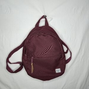 Herschel Small Burgundy Backpack With One Side Zip And Two Front Zips